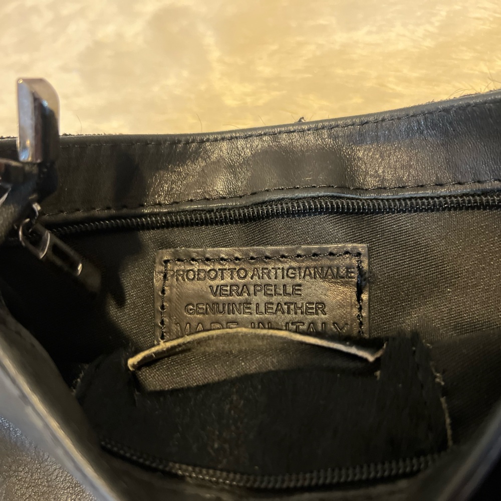 Authentic Italian Leather & Pony Hair Crossbody Bag & Wristlet, Beaded Design - Picture 3 of 7